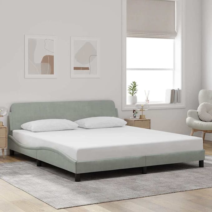 vidaXL - Bedframe - "Dover" - 180x200 - cm - fluweel - lichtgrijs