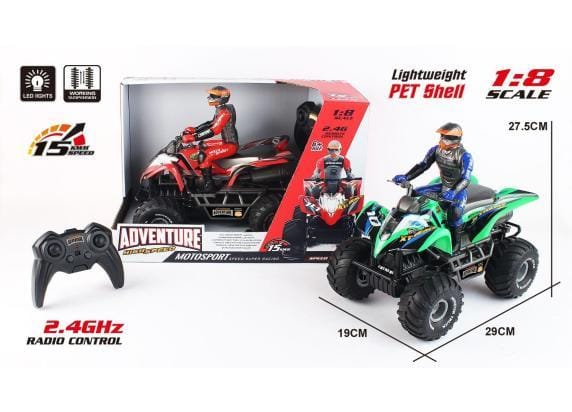 Radiobestuurde Quad 1/8 met piloot RC Voertuigen