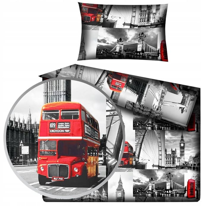 Kinderbeddengoed Londen Stad Grijs 90x120 cm - 100% Katoen