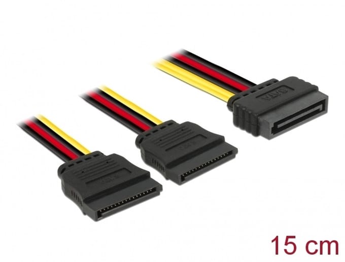 Delock Cable Power SATA 15 pin > 2 x SATA HDD – straight
