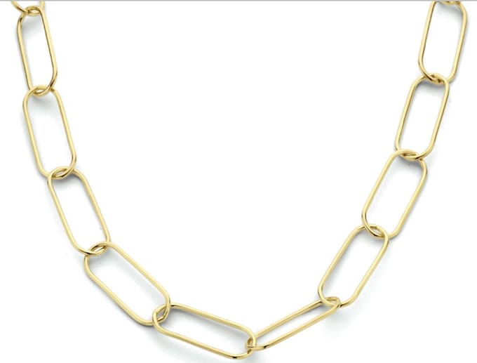 Schitterende Gold Plated Zilveren Paperclip Halsketting