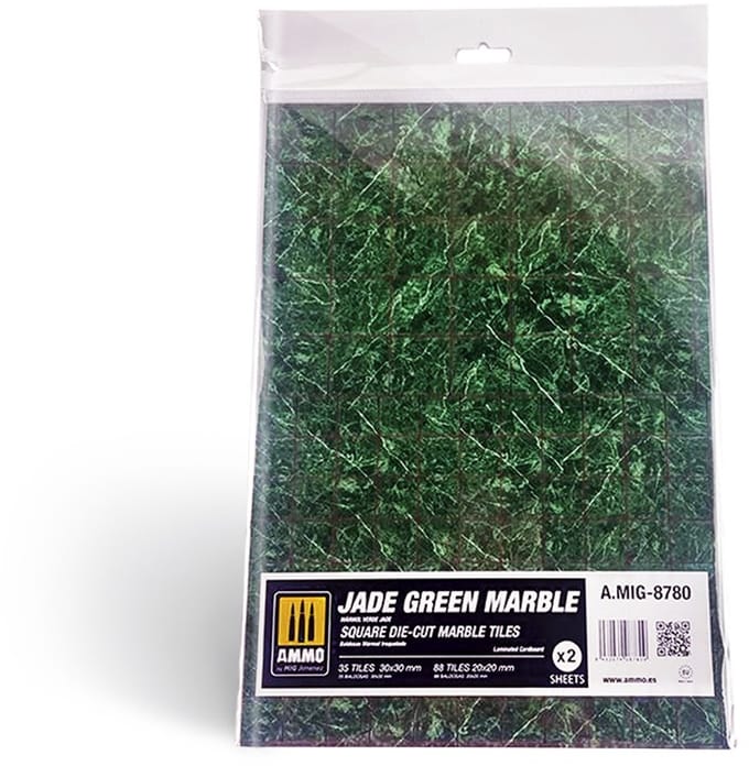 AMMO by Mig Jimenez Modelbouwpakket - MIG 8780 Marble Jade Green - Square Die-cut Tiles - 2pcs Accessoires set - AMMO - Modelbouw