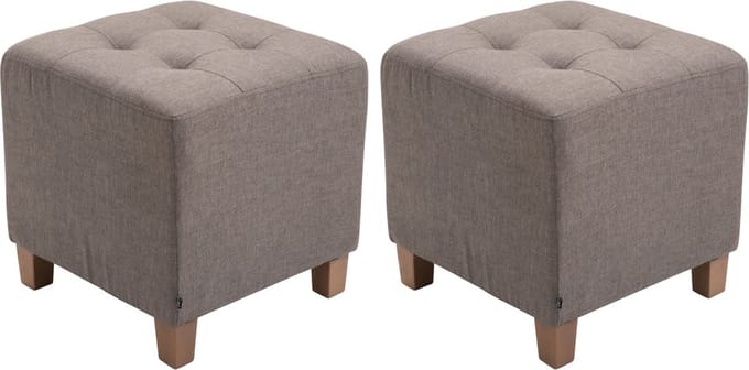 CLP Pharao Set van 2 hockers - Kruk - Vierkant - antiek-licht - taupe