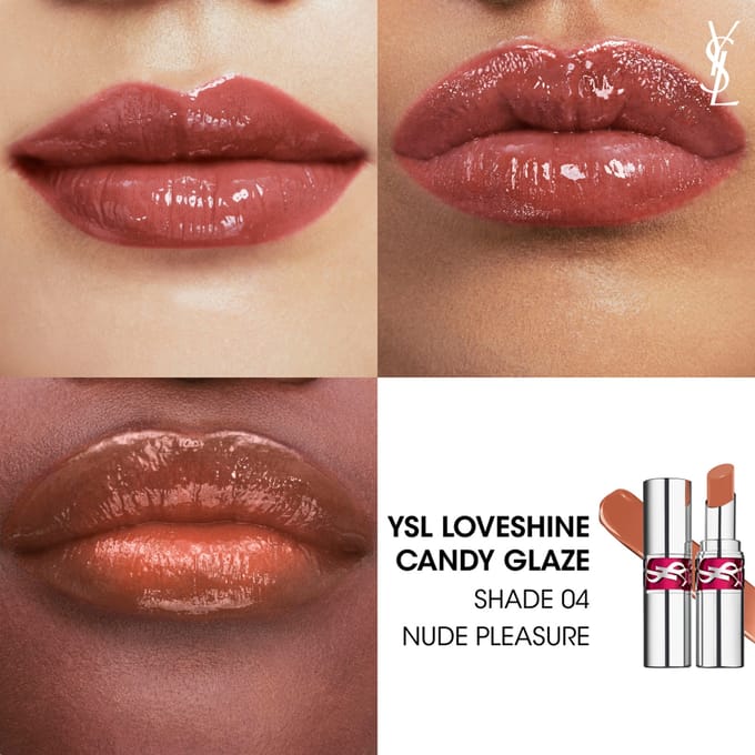 Yves Saint Laurent Lip Gloss Stick 5 Yves Saint Laurent - YSL Loveshine Candy Glaze Lip Gloss Stick - 4 4 Nude Pleasure
