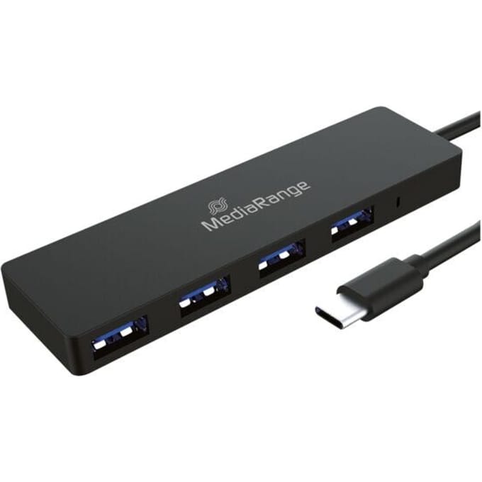 MediaRange MRCS508 MRCS508 USB-hub 4 poorten USB-A USB 3.0 5 GBit/s Met USB-C stekker Zwart