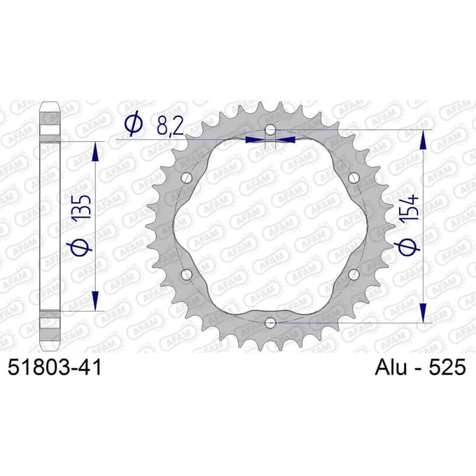 Aluminium tandwiel achter Afam 525 41 dents
