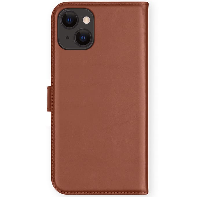 Selencia Hoesje - Geschikt voor Apple iPhone 13 - Echt Lederen Bookcase - Lichtbruin