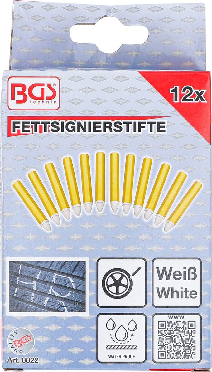 BGS Vetkrijtstift wit 12 stuks
