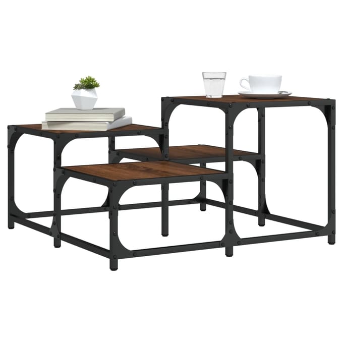 vidaXL - Salontafel - 68x68x40 - cm - bewerkt - hout - bruin - eikenkleur
