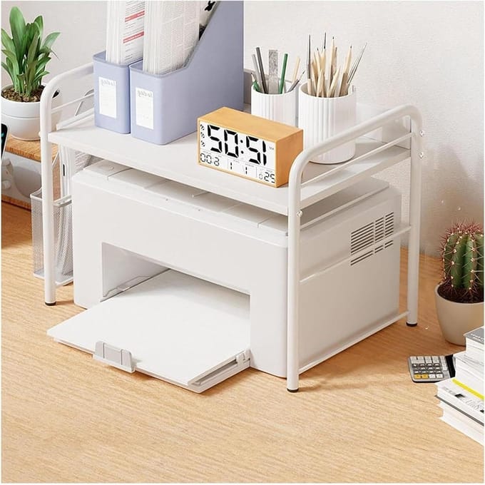 Printerrek Bureau - Opberger Organizer - Thuis Kantoor - Afgeronde Hoeken - 51 x 36 x 42 cm - Wit