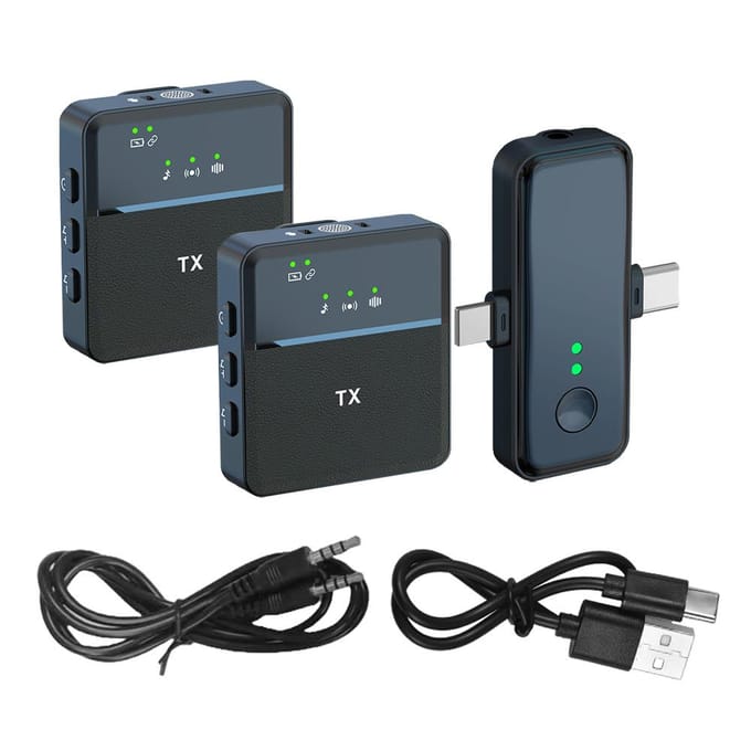 2.4G Draadloos Lavalier Microfoonsysteem Dubbele Microfoon Ingebouwde Ruisonderdrukkingschip Plug and 1 Receiver with 2 Microphones zwart
