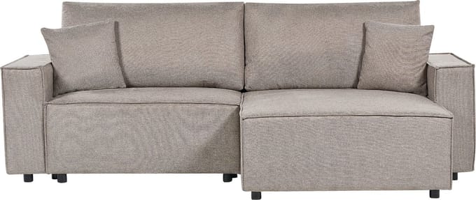 KARILA - Hoekbank met opbergruimte - Taupe - Linkszijdig - Polyester