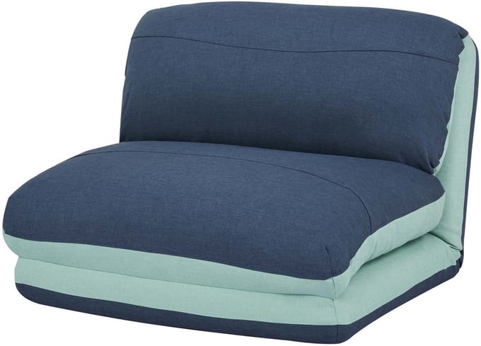 Fauteuilbed MCW-E68, slaapbank functionele fauteuil inklapbare fauteuil, stof/textiel ~ lichtblauw/donkerblauw