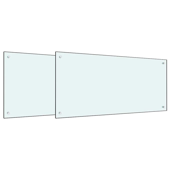 vidaXL - Keukenachterwand - 2 - st - Wit - 100 - x - 50 - cm - gehard - glas