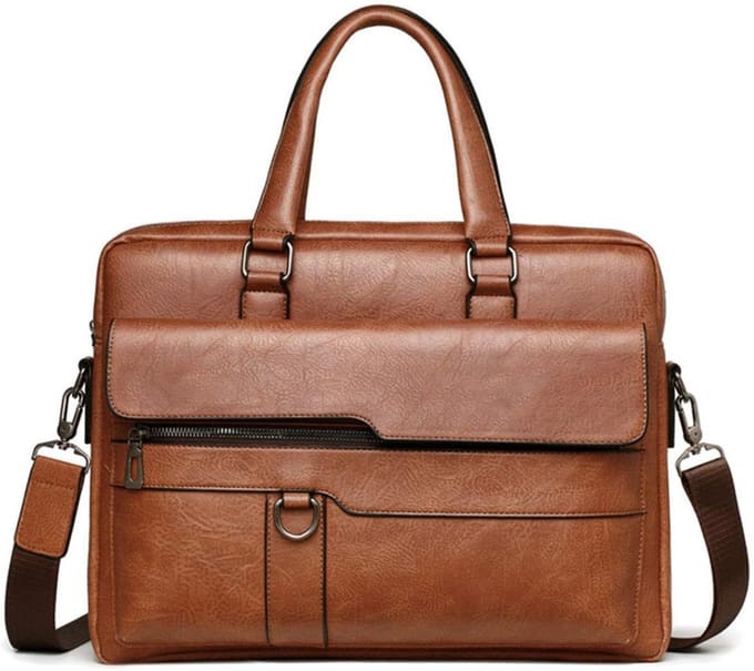 Techidna - Laptoptas 14 inch - Lichtbruin vegan leer - 38 × 30 cm - Waterafstotend - Dames & Heren
