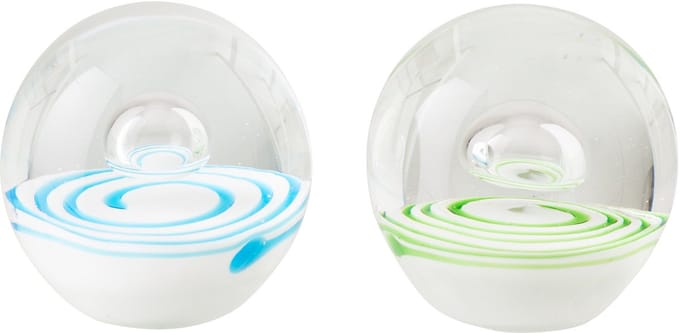 J-Line presse-papier Bal - glas - groen/azuurblauw - set van 2