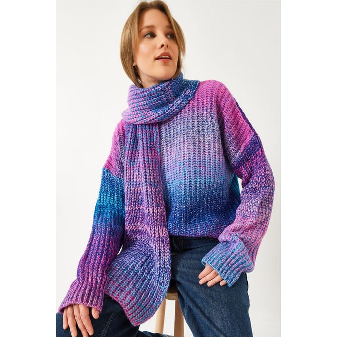 Gradient Geribbelde Ronde Hals Trui