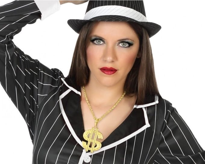 Ketting dollar teken - goud - rapper/pimp kostuum - Carnaval - verkleed accessoires - sieraden