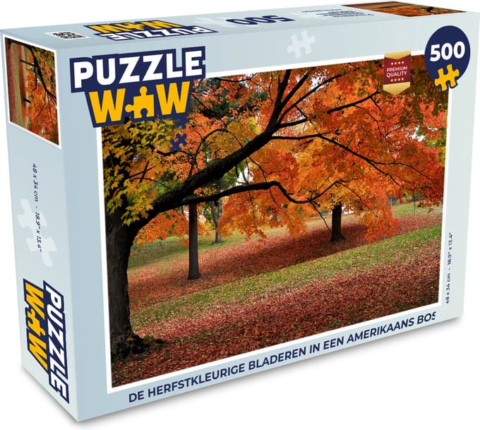 Puzzel De herfstkleurige bladeren in een Amerikaans bos - Legpuzzel - Puzzel 500 stukjes