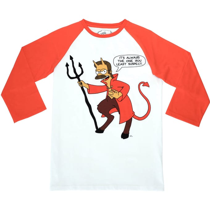 Cakeworthy x The Simpsons - Ned Flanders Devil Raglan T-Shirt - M