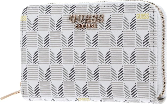 GUESS Portemonnee Laurel Zip Around Stone Logo Crème