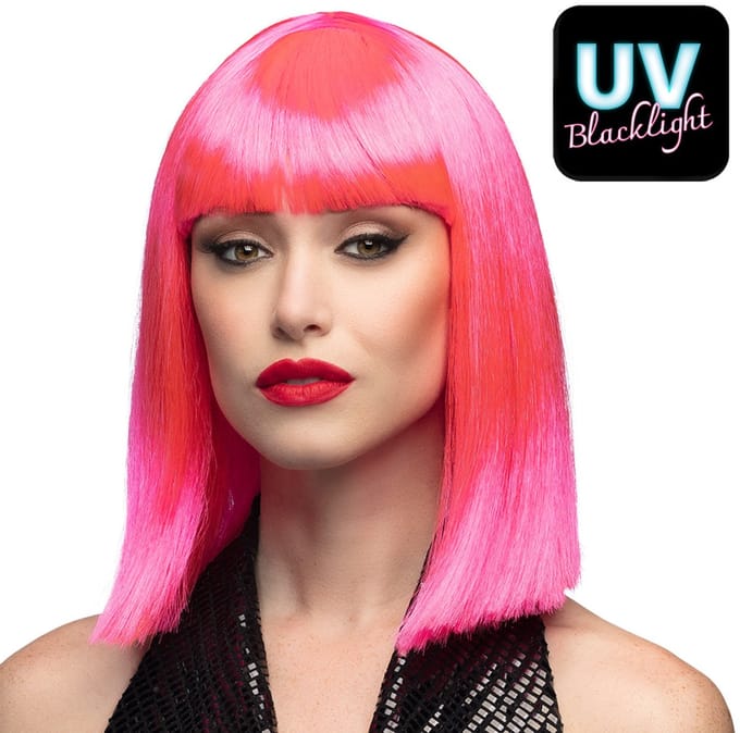 Boland - Pruik Dance neonroze Roze,Neon - Steil - Halflang - Vrouwen - - 80's & 90's