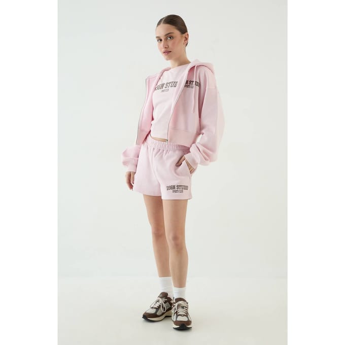 Dames Dsgn Studio Applique Sweatshort Met Losse Pasvorm | Lichtroze | Maat: Medium