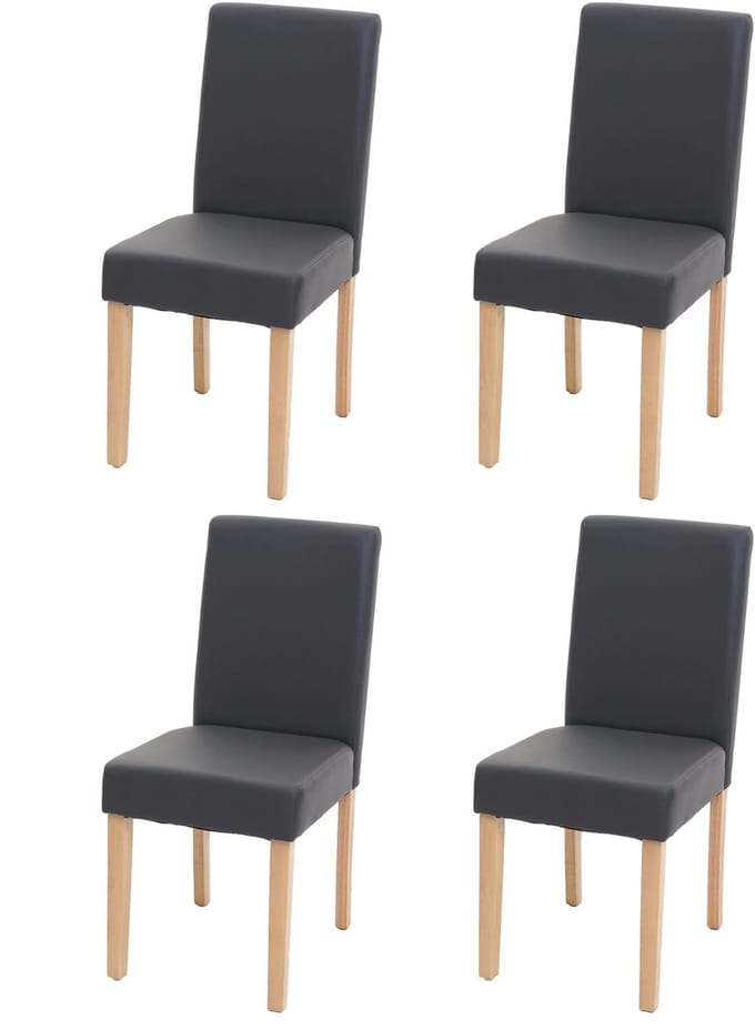 Set van 4 eetkamerstoelen, keukenstoelen Littau, MVG-gecertificeerd ~ kunstleer, matgrijs, lichte poten