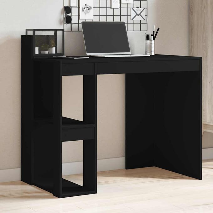 vidaXL - Bureau - 103,5x56,5x94 - cm - bewerkt - hout - zwart
