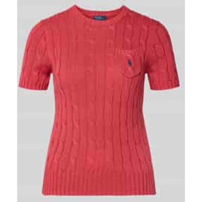 Slim fit pullover met korte mouwen met labelstitching