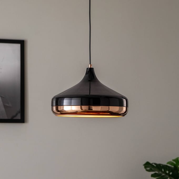 Opviq Hanglamp Yildo 253-S 1-lamp Ø36cm zwart/koper
