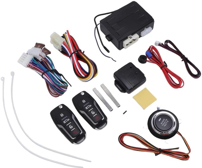Voertuig Alarmsysteem - Keyless Entry - Auto Beveiliging - Afstands Start - 105dB Geluid - Zwart