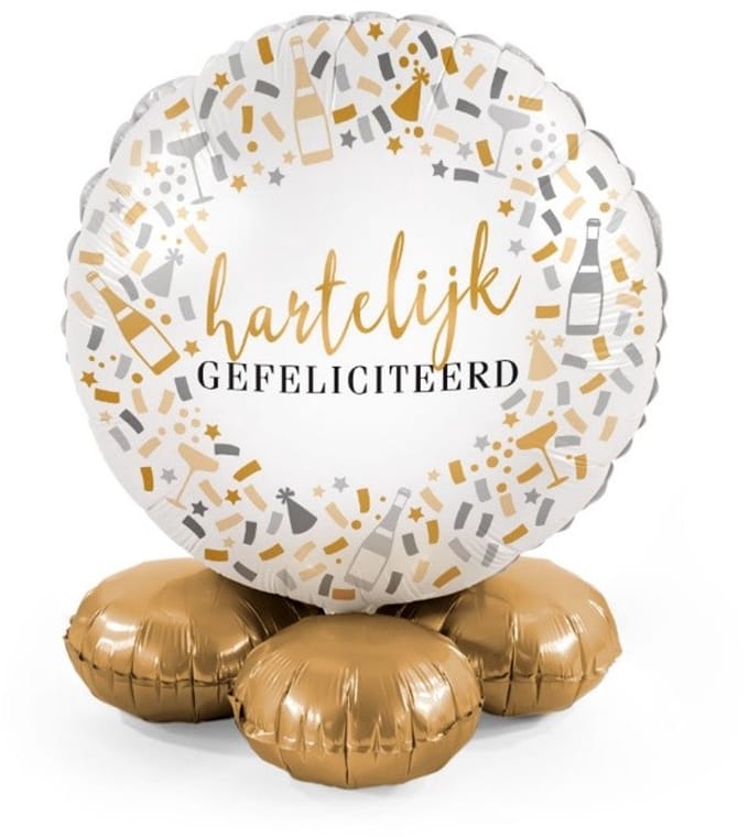 Hartelijk gefeliciteerd - Hello Happy Anniversairy - Ballonnen set met standaard - Everloon