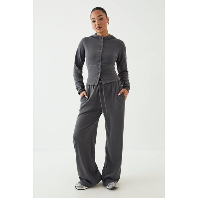 Dames Dsgn Studio Heavy Rib Rechte Pijp Joggingbroek | Houtskool | Maat: Small