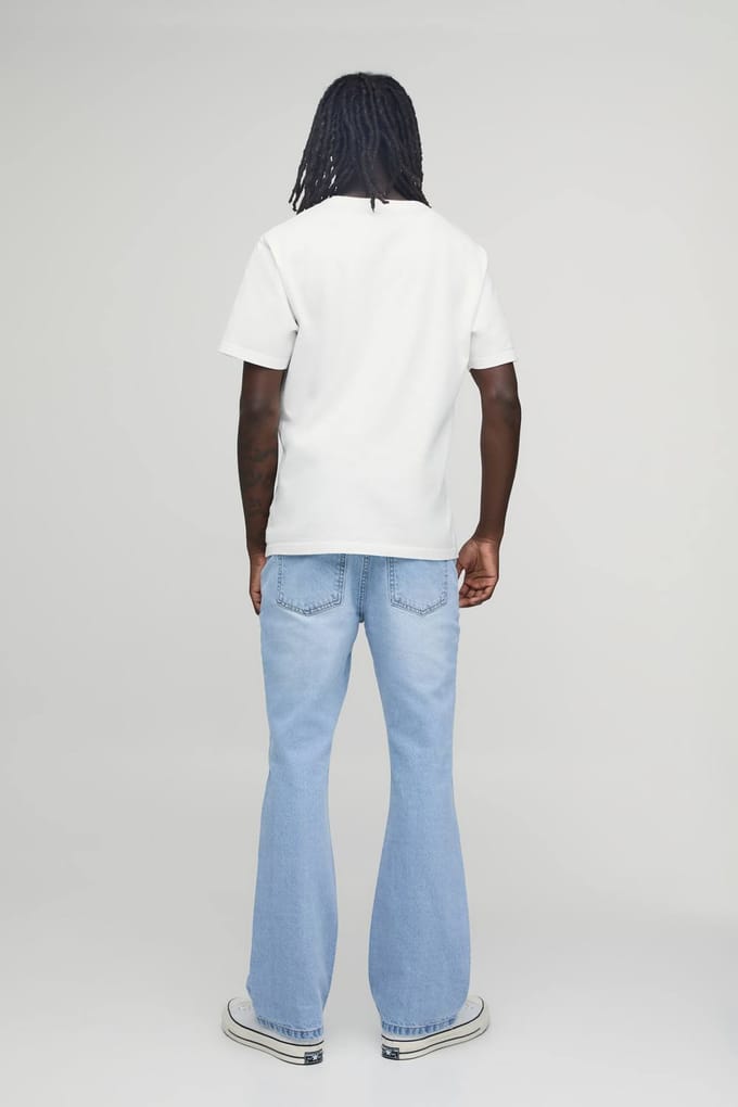 Essential Slim Flare Rigid Washed Jeans | Light Blue | Size 48R