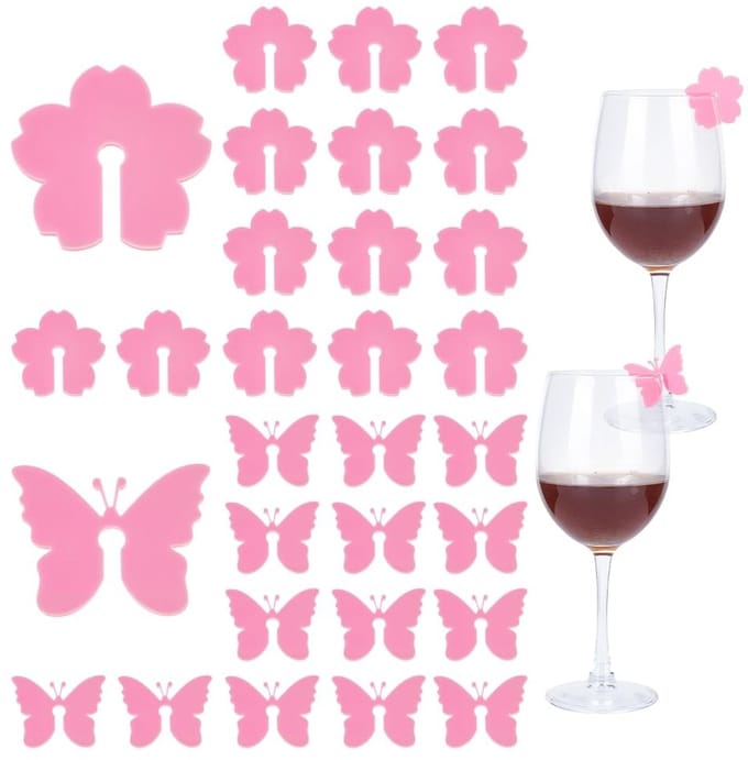 Solidchoice - Set van 30 Acryl Wijnglas Bedels in Vlinder en Bloem Design