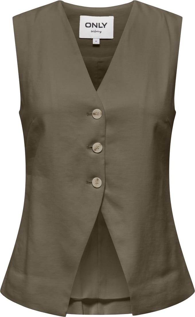 Only groene dames vest   V-hals   Regular fit   Knoopsluiting   Duurzaam   Mouwloos Groen 38
