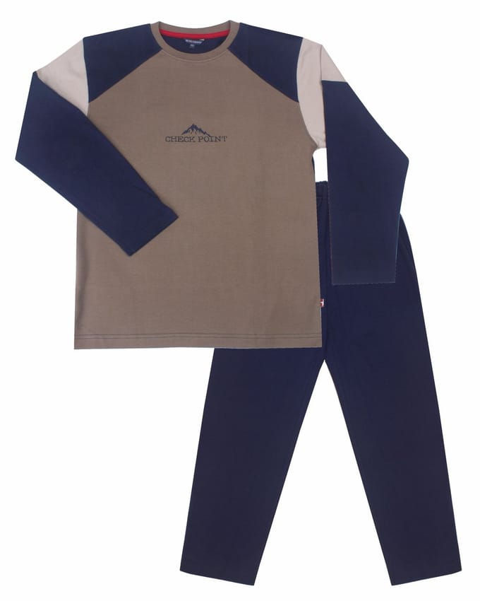 Blue Docks Jongens Pyjama -Lange Mouwen -Bruin-maat 152