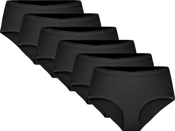Dames Slips - Invisible Midi-Tailleslips - 6-Pack - Zwart - Maat S/M