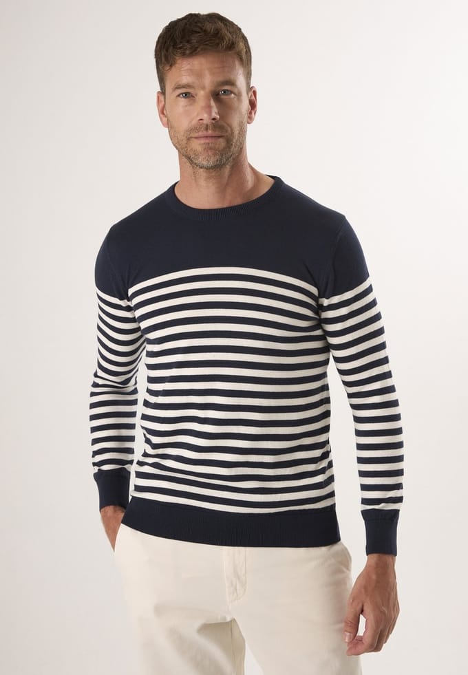 Felix Hardy Ronde Hals Trui - Pullover - Sweater - %100 Katoen Heren Navy - M