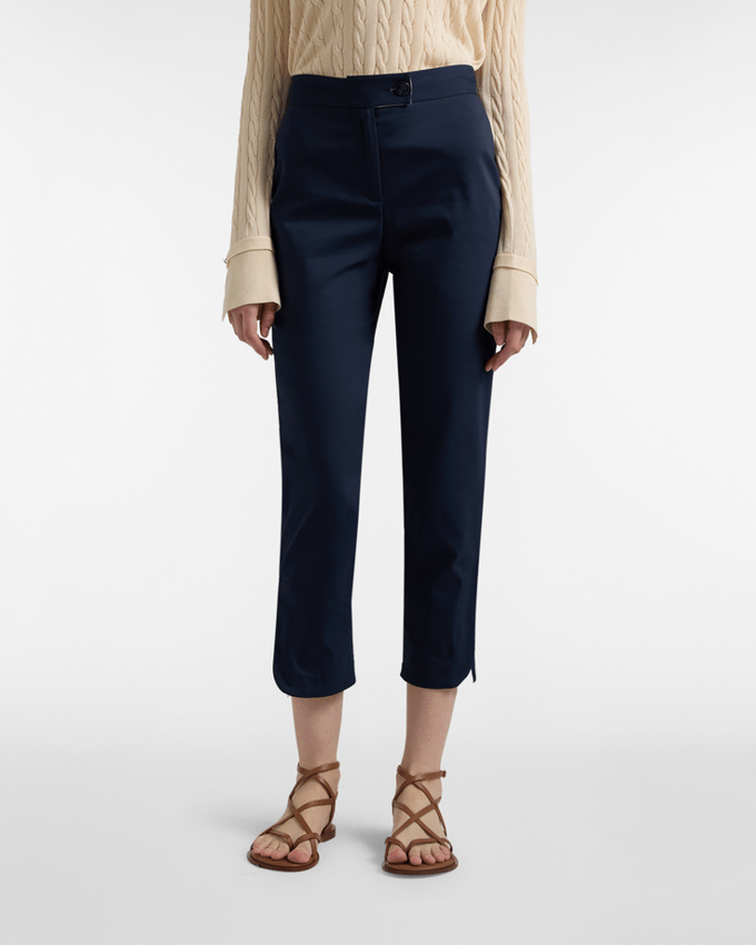broek met riemen vrouw blauw marine