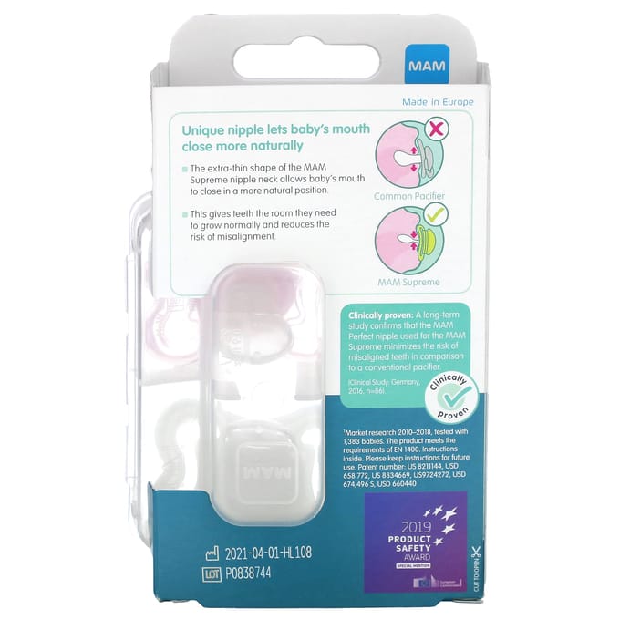 Supreme Nacht, 0-6 maanden, Roze/Transparant, 2-pack white