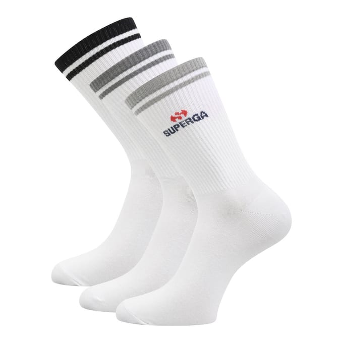 Superga Geribde gebreide sokken voor volwassenen (pak van 3) (Wit)