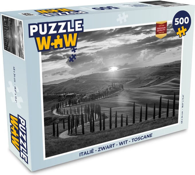 Puzzel Italië - Zwart - Wit - Toscane - Legpuzzel - Puzzel 500 stukjes