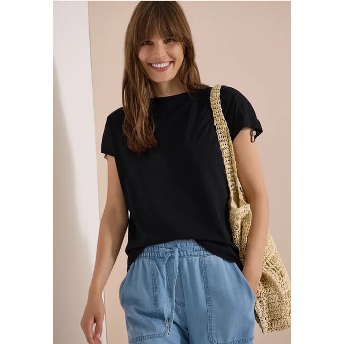 Shirt met rimpels in effen kleur