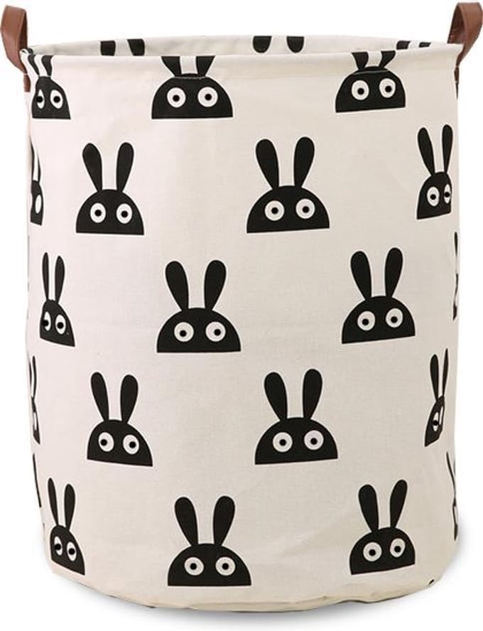 Wasmand - speelgoedmand – opbergmand – Zwart en wit – Haas