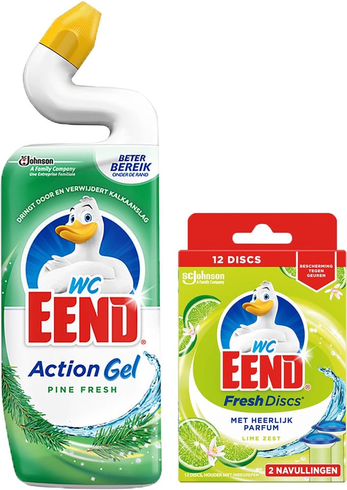 WC-Eend Action gel pine forest + Lime Fresh discs navulling