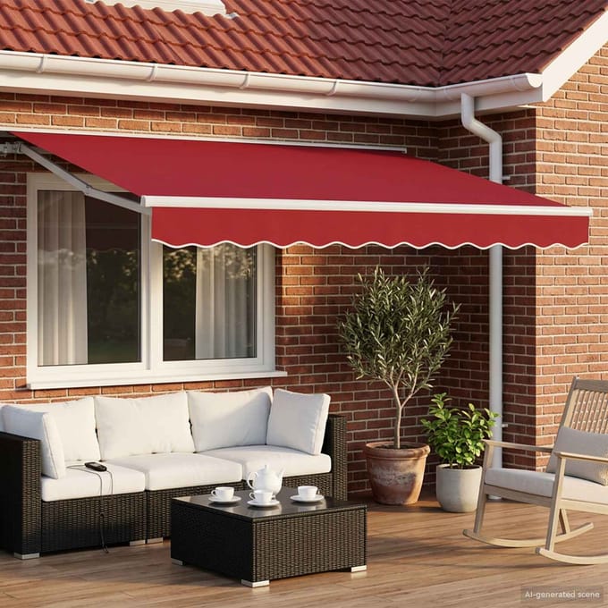 vidaXL - Handmatig - uitschuifbare - luifel - Rood - 3 - x - 2,5 - m