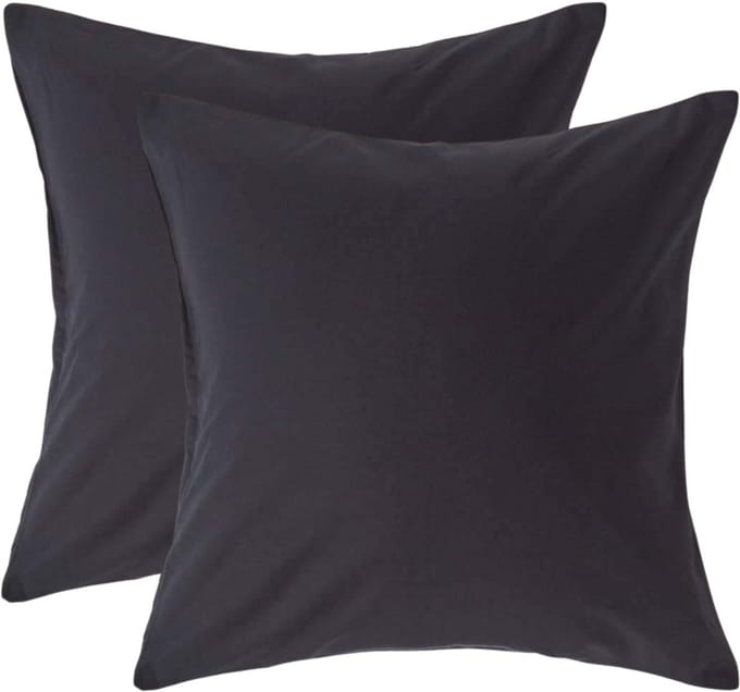 Homescapes Kussensloop 40x40 cm Set van 2 – Zwart – 100% Egyptisch Perkal Katoen – 200 TC