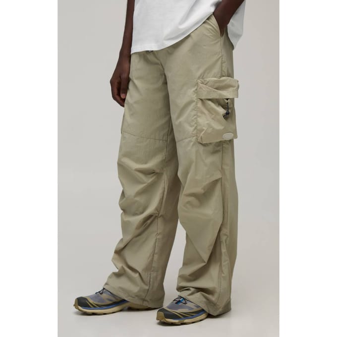 Baggy Fit Cargo Utility Trainingsbroek | Stone | Size Medium